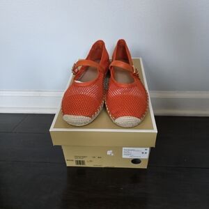 Orange Mary Jane Flats